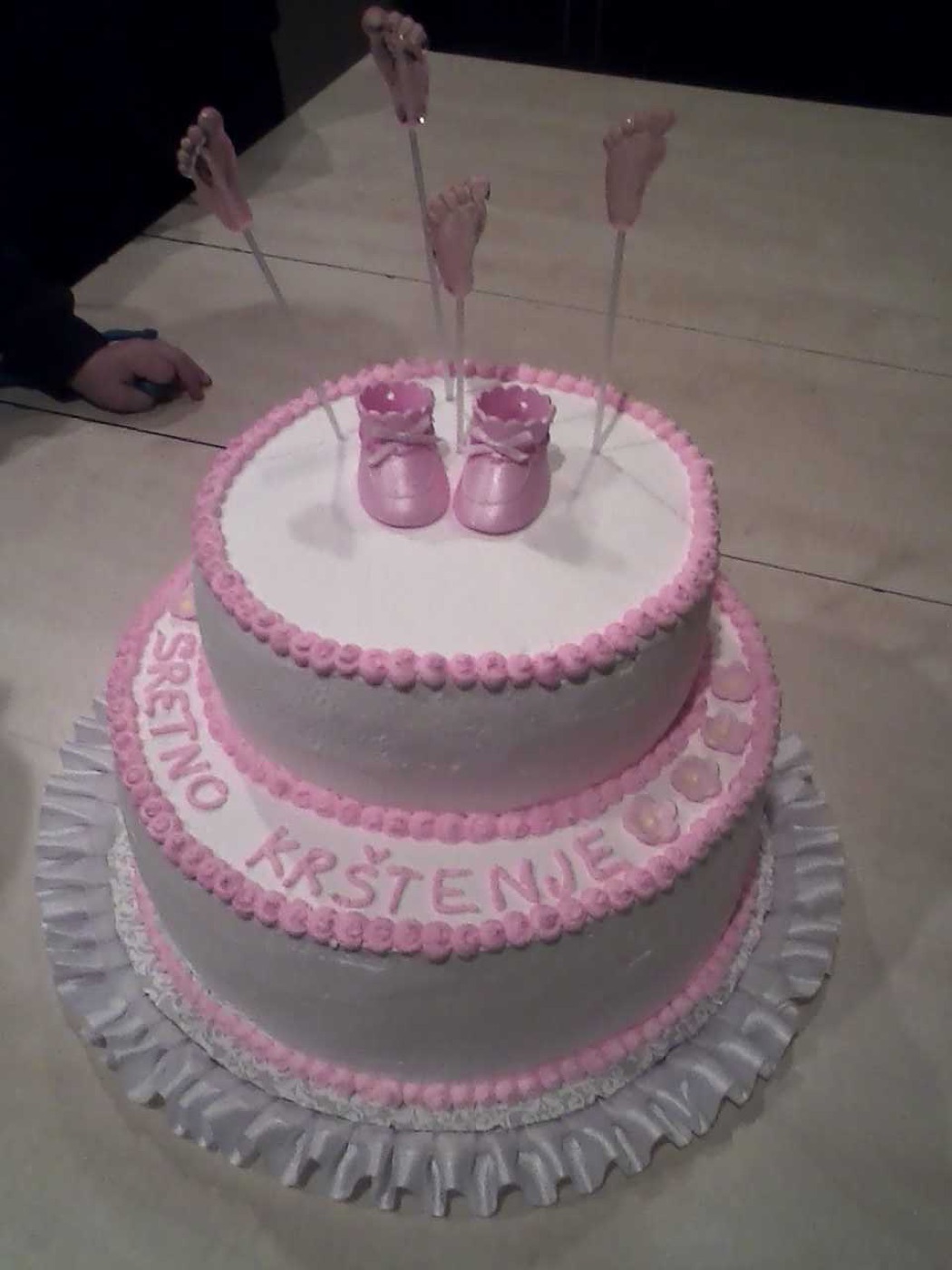 Pink tiered birthday cake