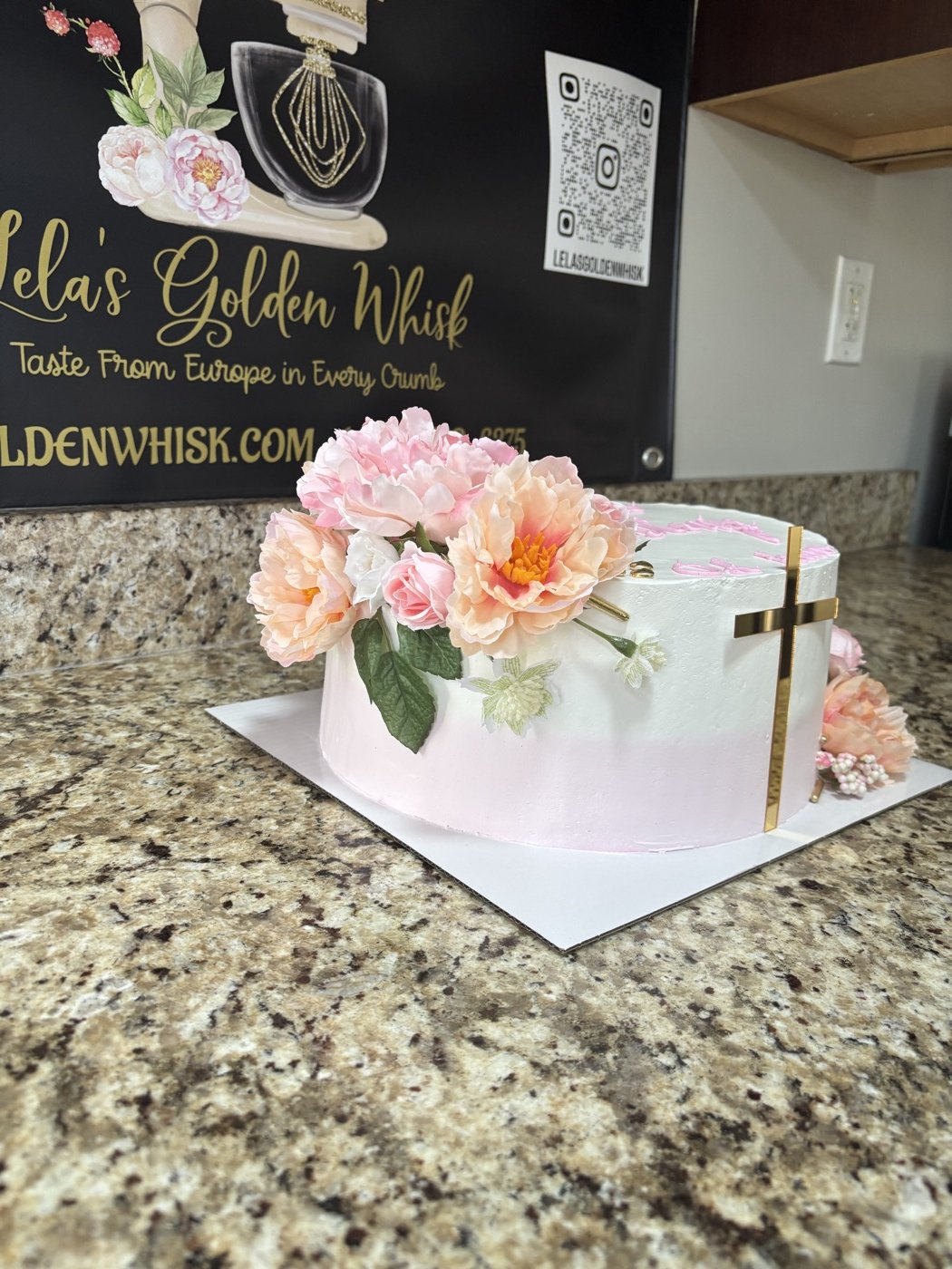 Pink floral cake