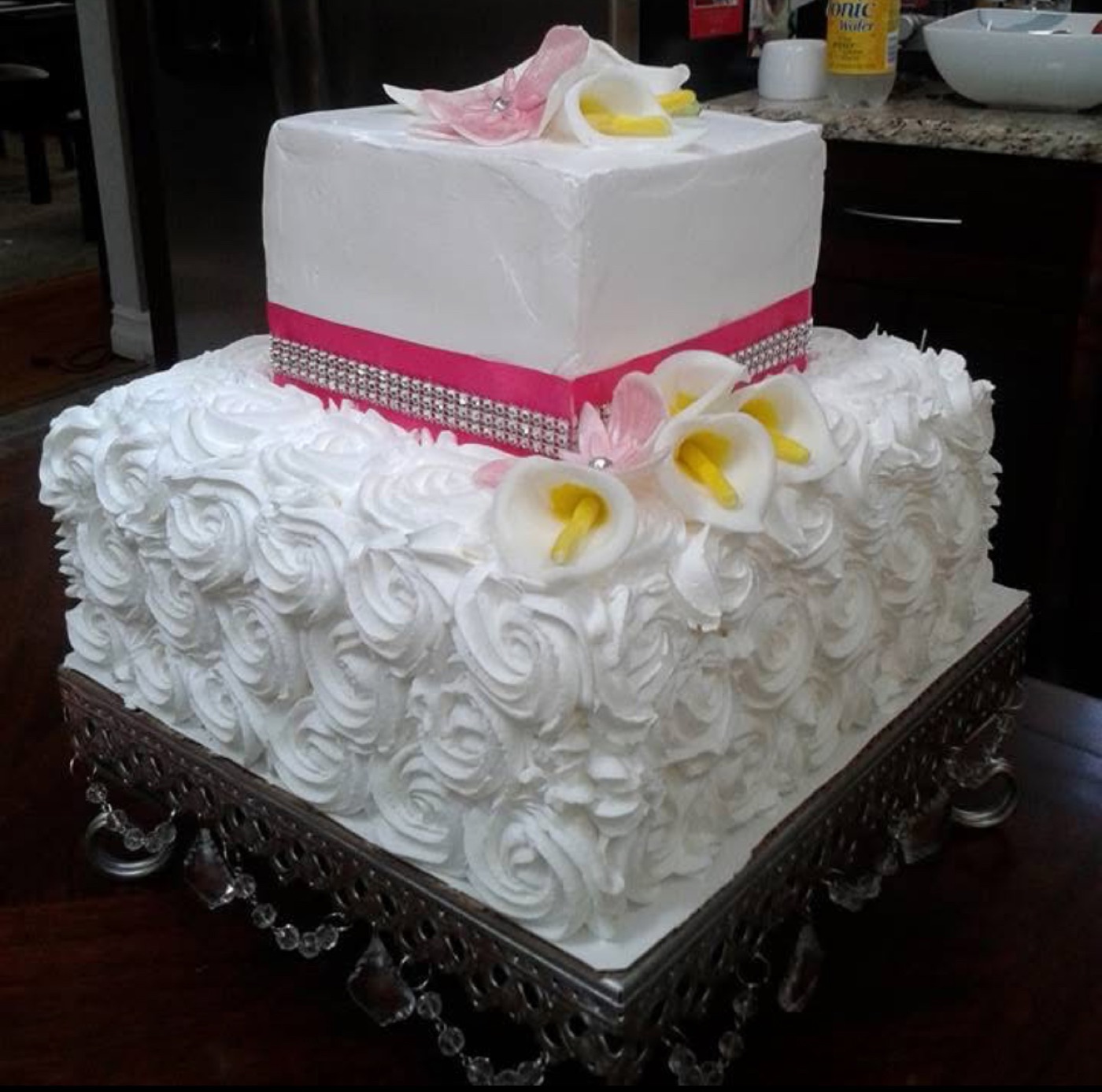 Stacked square wedding cake