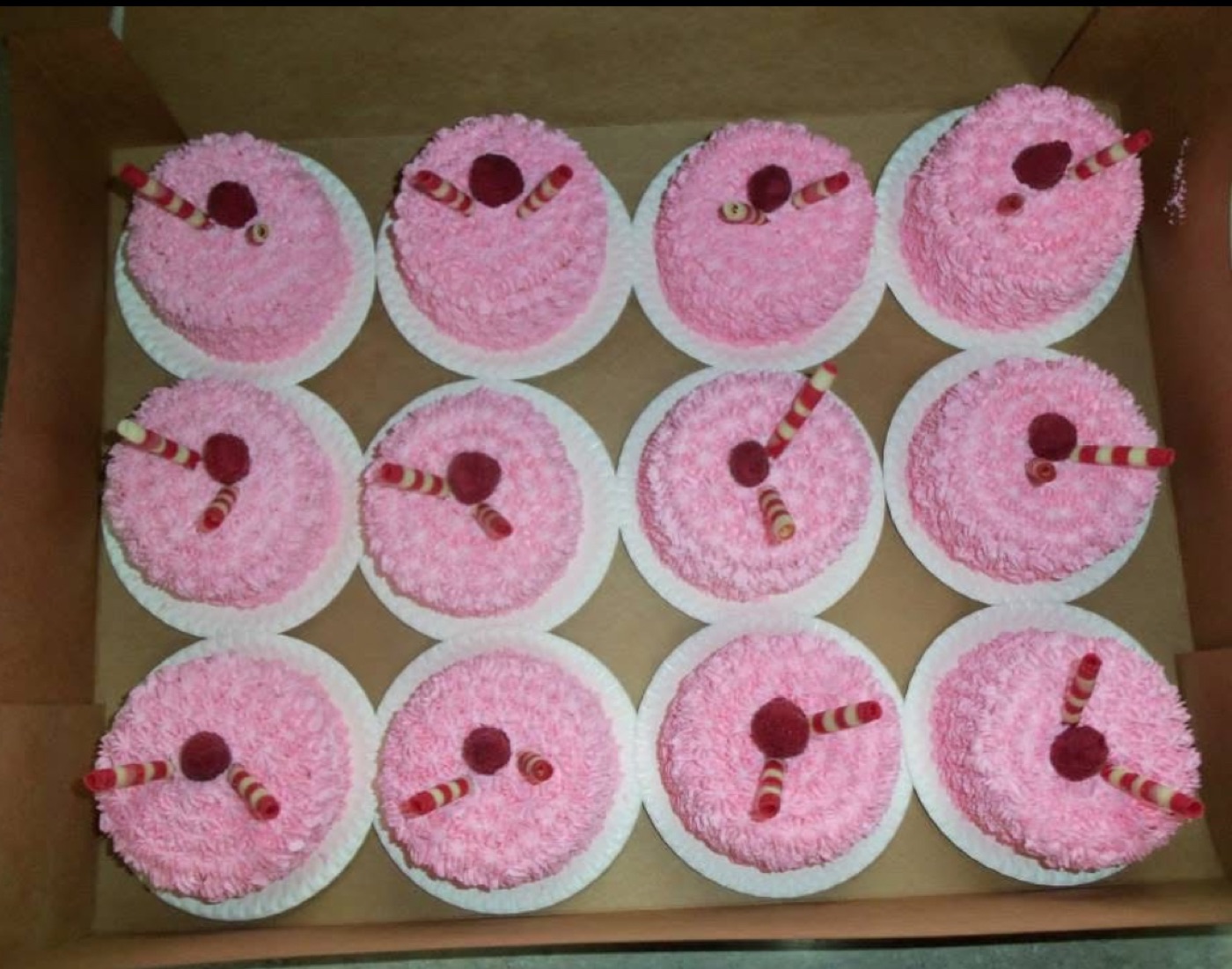 Pink frosted cupcakes