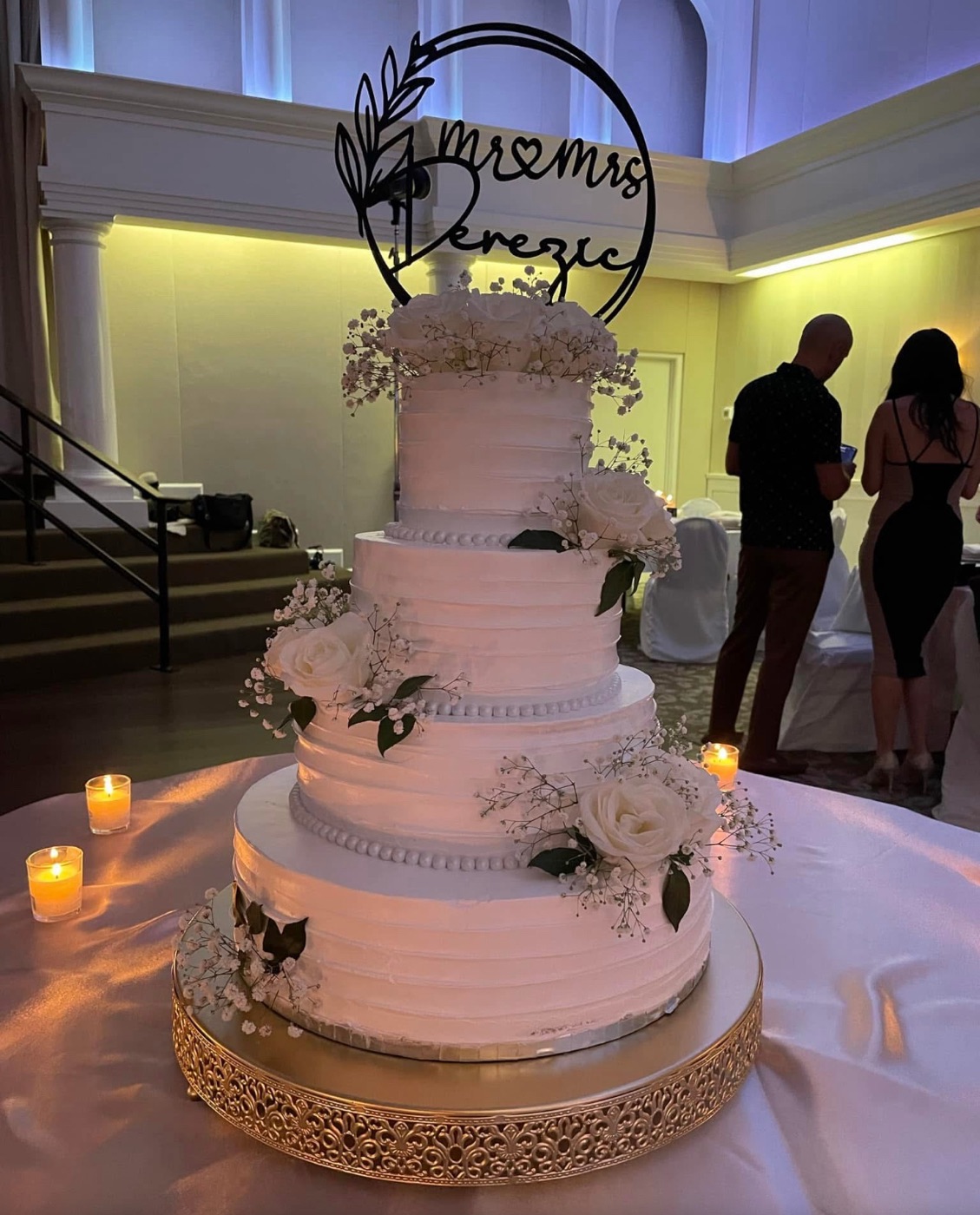 Pink floral wedding cake