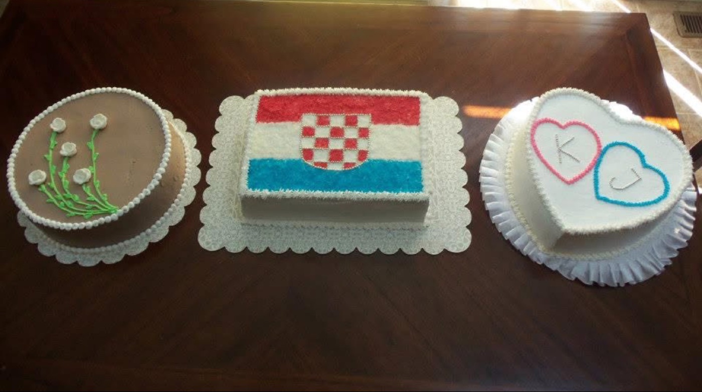 Three decorated celebration cakes