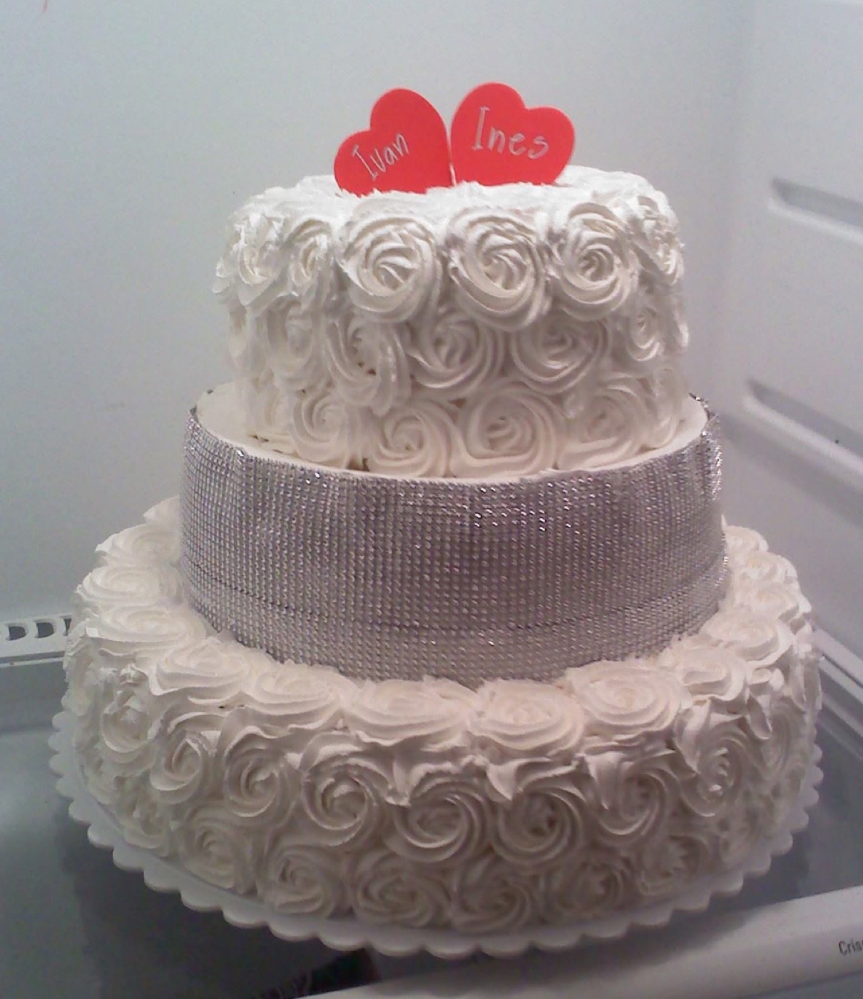 Pink floral tiered cake