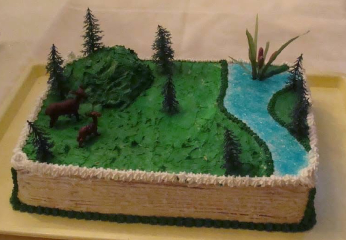 Landscape-themed sheet cake