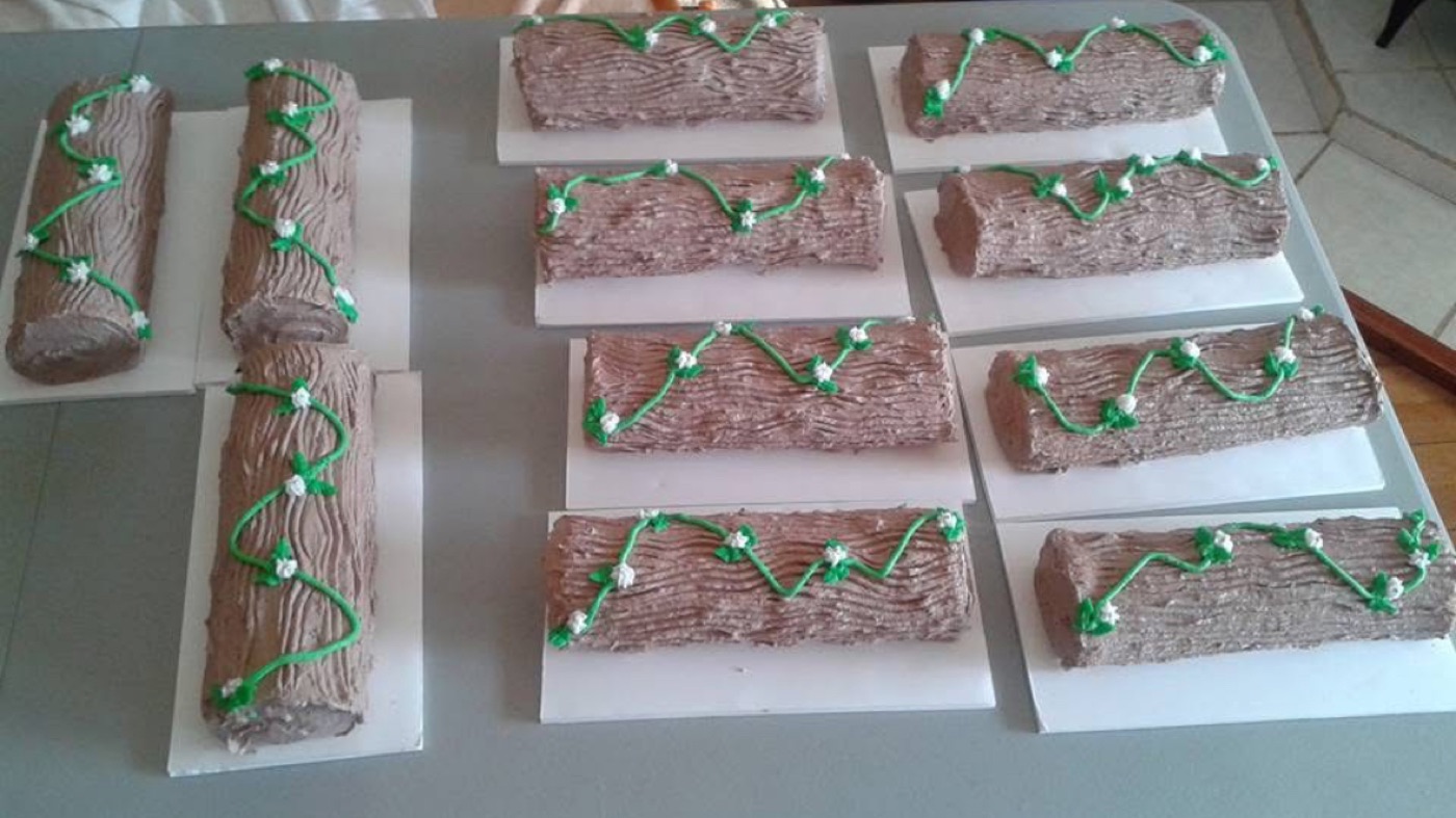 Rows of boxed cakes