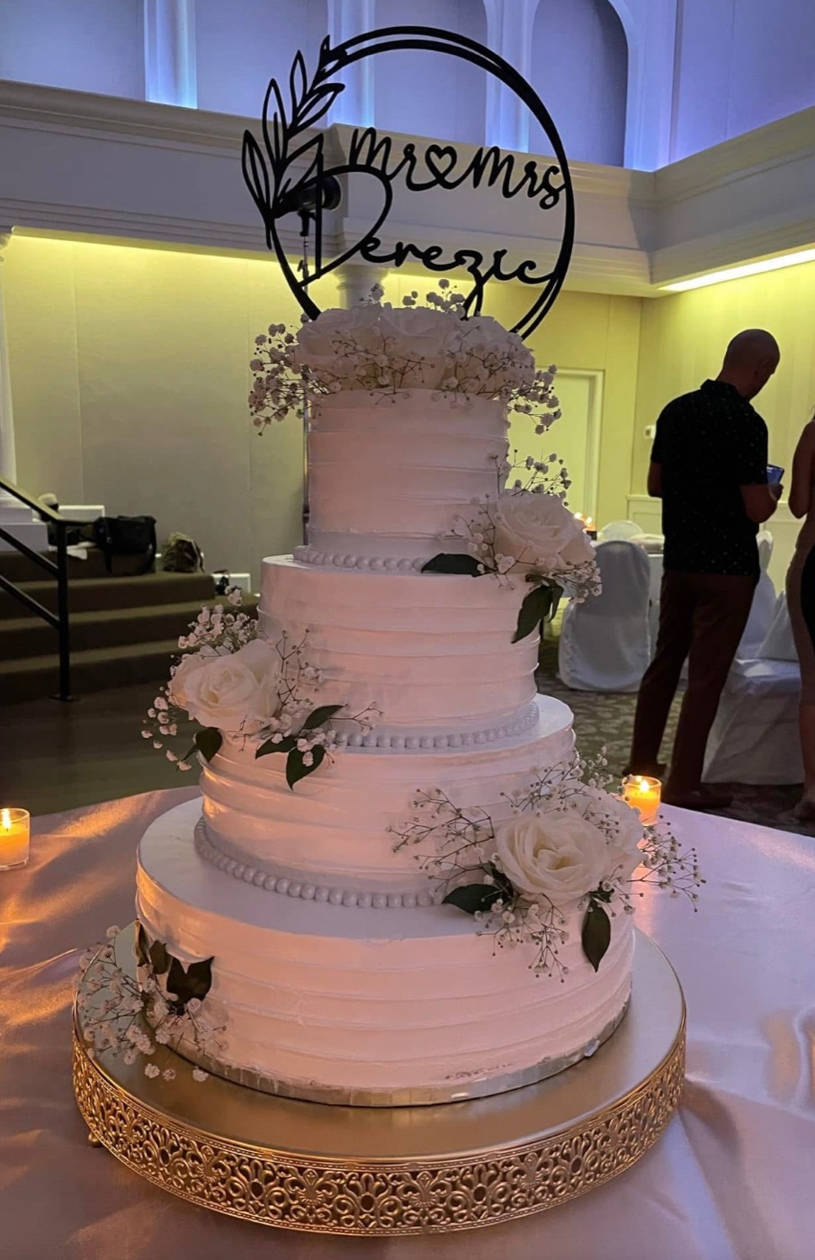 Pink tiered wedding cake